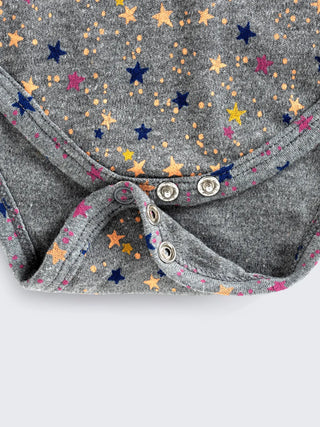 Starry Night Short Sleeve Unisex Baby Bodysuit – Grey - Kidulan