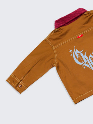 Boys Rust Shirt with Corduroy Collar & Back Graphic