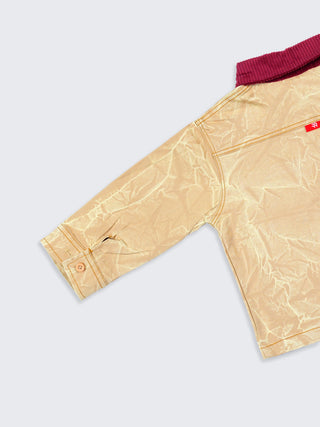 Boys Crinkle Shirt with Corduroy Collar