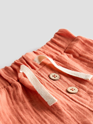 Organic Cotton Muslin Unisex Co - ord Set – Rust Orange Edition - Kidulan