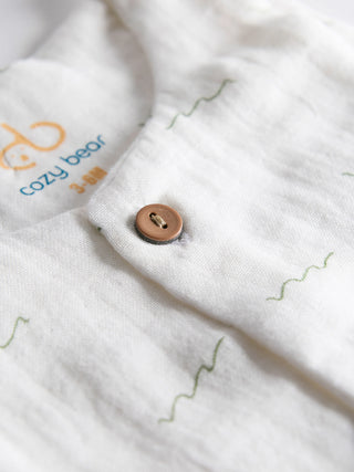 Organic Cotton White Jabla – Green Scribble Print - Kidulan