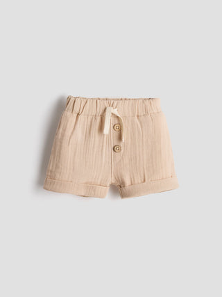 Unisex Baby Beige Organic Cotton Muslin Co - Ord Set - Kidulan