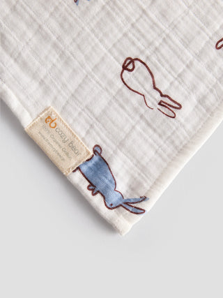 Organic Cotton Muslin Swaddle Blanket - Bunny Print - Kidulan