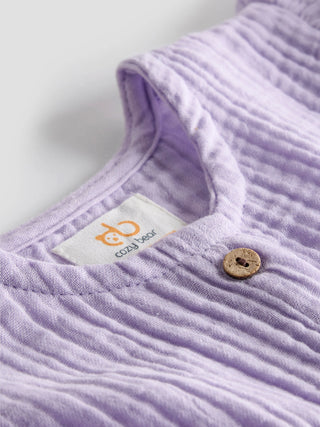 Lilac Organic Cotton Button - Down Frill Top for Baby Girls - Kidulan