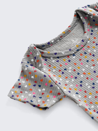 Colorful Hearts on Grey - Unisex Half sleeve Bodysuit - Kidulan