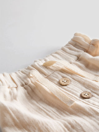 Organic Cotton Muslin Co - ord Set – Sand Beige - Kidulan