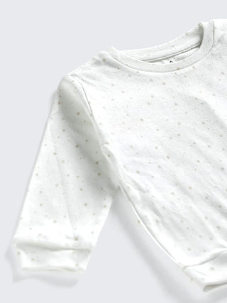 Soft Starry White Sweatshirt & Beige Bottom Set - Kidulan