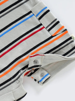 Striped Dungaree Set with White T-Shirt for Babies - Kidulan