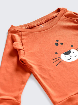 Cute Orange - Bunny Face Sweatshirt & Jogger Set - Kidulan