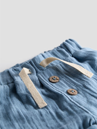 Unisex Organic Cotton Muslin Summer Set – Sky Blue - Kidulan