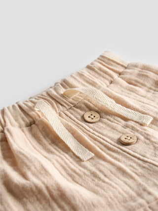 Unisex Baby Beige Organic Cotton Muslin Co - Ord Set - Kidulan