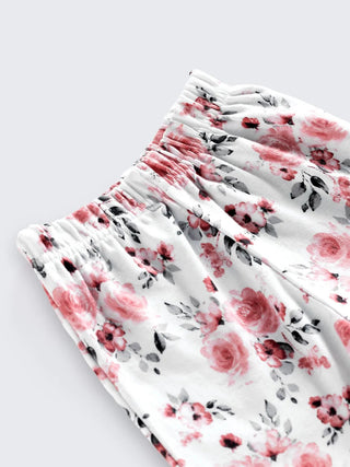 Girls Floral Pink Co - Ord Set with Shorts - Kidulan