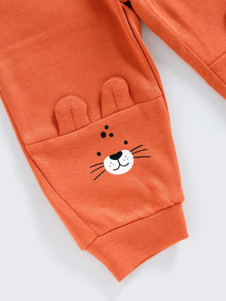 Cute Orange - Bunny Face Sweatshirt & Jogger Set - Kidulan