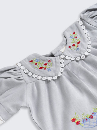 Floral Embroidered Top & Skirt Set for Baby Girls