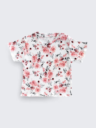 Girls Floral Pink Co - Ord Set with Shorts - Kidulan