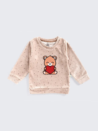 Warm & Snuggly Bear Love Beige Co - Ord Set - Kidulan