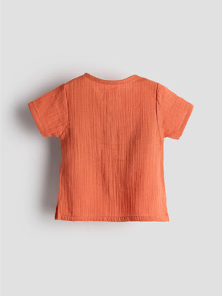 Organic Cotton Muslin Unisex Co - ord Set – Rust Orange Edition - Kidulan