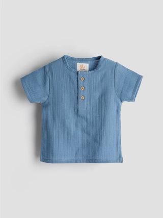 Unisex Organic Cotton Muslin Summer Set – Sky Blue - Kidulan