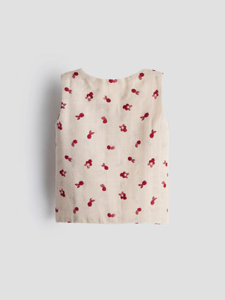 Sleeveless Organic Cotton Jabla with Cherry Blossom Print - Kidulan