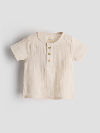 Organic Cotton Muslin Co - ord Set – Sand Beige - Kidulan