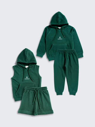 Boys' Green Hooded Combo Set – 4 Pc - Kidulan