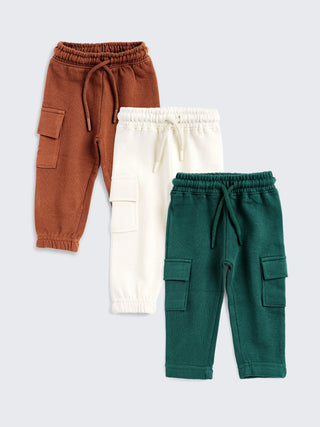 3 - Pack Solid Color Loop Knit Jogger Pants for Kids - Kidulan