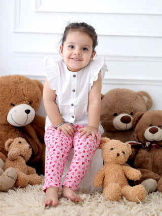Trendy Girls' Combo Set with Printed Co - ord & Ruffle Top - Kidulan