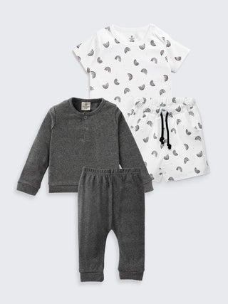 Unisex 4 - Piece Essential Combo Set – T-shirt, Sweatshirt, Shorts & Pants - Kidulan