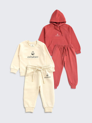 Unisex Solid Sweatshirt & Hoodie 4 - Piece Set for Boys & Girls - Kidulan