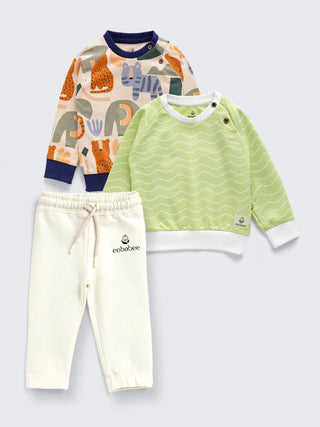 Unisex Sweatshirt Combo with Jogger Pants – 3 Pc Loopknit Set - Kidulan