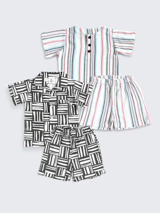 Stylish 2 - Piece Cotton Co - Ord Sets for Boys & Girls – Stripes & Monochrome - Kidulan