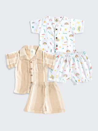 Premium 2 - Set Cotton Shirt & Shorts Combo for Baby Boys - Kidulan