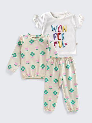 Girls’ “Wonderful” Picnic - Perfect 3 Pc Outfit Set - Kidulan