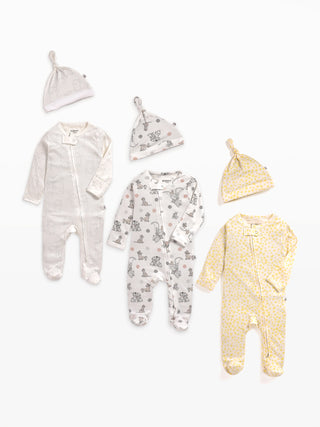 BABY ZIPPER SLEEPSUIT 3 PCS COMBO WITH CAP