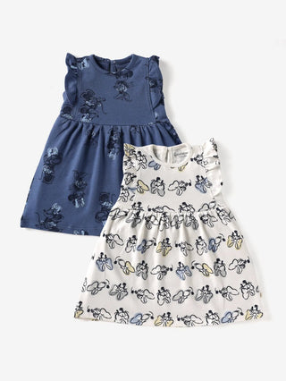 Sleeveless Minnie Mouse pattern in White & Blue frock for baby girl - Kidulan