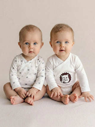 2 - Piece Kimono Style Unisex Bodysuit Set - Hedgehog & Snail Print - Kidulan