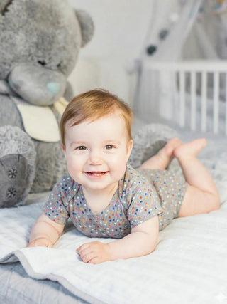 Colorful Hearts on Grey - Unisex Half sleeve Bodysuit - Kidulan