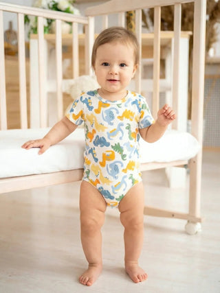 Dino Fun Half sleeve Unisex Baby Bodysuit - Kidulan