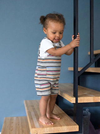 Striped Dungaree Set with White T-Shirt for Babies - Kidulan