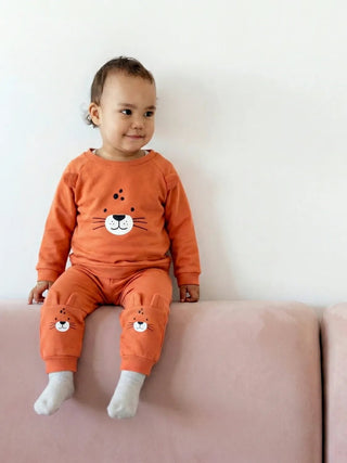 Cute Orange - Bunny Face Sweatshirt & Jogger Set - Kidulan