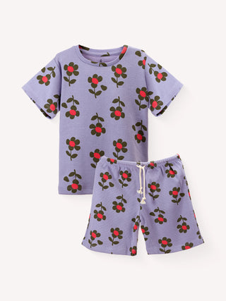 Colorful Girls’ Picnic Combo – Cherry Shorts Set & Panther Pajama Set - Kidulan