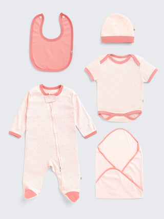 Pink Bliss Baby Essentials Set - 5 Piece Newborn Kit