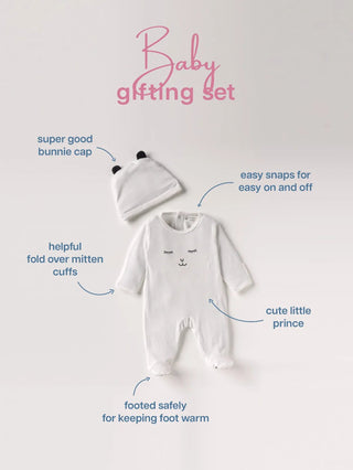 BABY FOOTED WHITE SLEEPSUIT WITH BACK SNAPS - Kidulan
