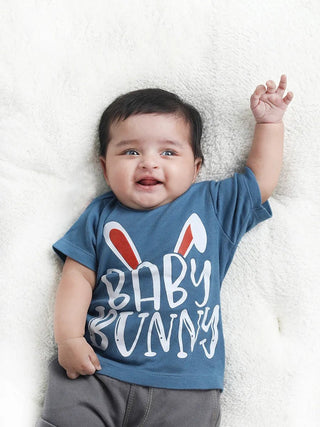 Half sleeve blue graphic tee for baby - Kidulan