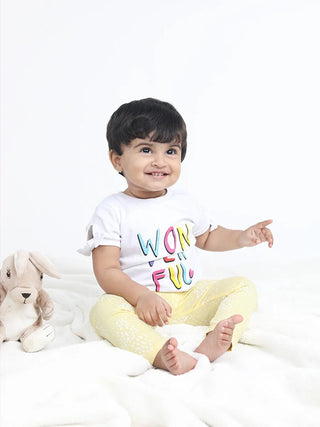 Girls’ Starry Skirt Set with “Wonderful” Graphic Tee – 3 Pc - Kidulan