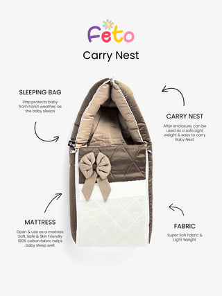 Feto Premium Baby Carry Nest - Mocha & Ivory - Kidulan