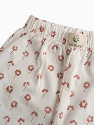 Brown flower pattern in white leggings for baby girl - Kidulan