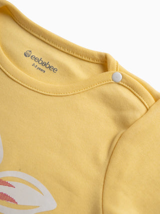 Full sleeve yellow graphic t-shirt for baby