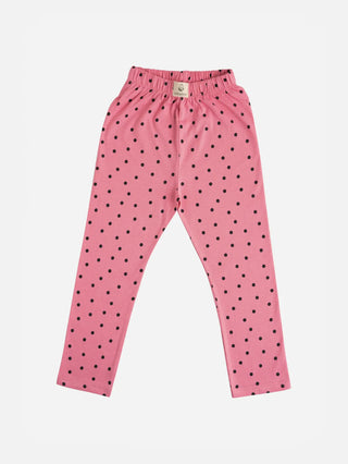 Black dot pattern in pink, flower pattern in white & graphic pattern in yellow leggings combo for baby girl - eebabee