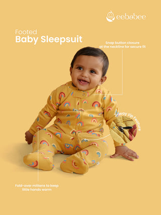 Rainbow Picnic Baby Sleepsuit & Sunny Bodysuit Combo – 2 Pc Set - Kidulan